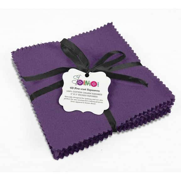 Soimoi Solid Violet Precut 5-inch Cotton Fabric Bundle Quilting Squares Charm Pack DIY Patchwork Sewing Craft
