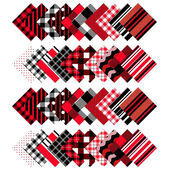 Soimoi Stripes Print Precut 5-inch Cotton Fabric Quilting Squares Charm Pack DIY Patchwork Sewing Craft-Red