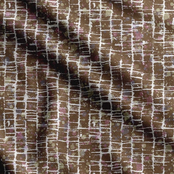 Soimoi Texture Printed, Cotton Fleece Fabric By The Yard- Sewing DIY Stretch Fabric 56 Inches Wide WarmFabric For Hats, Coats, Gloves, Blankets-Brown
