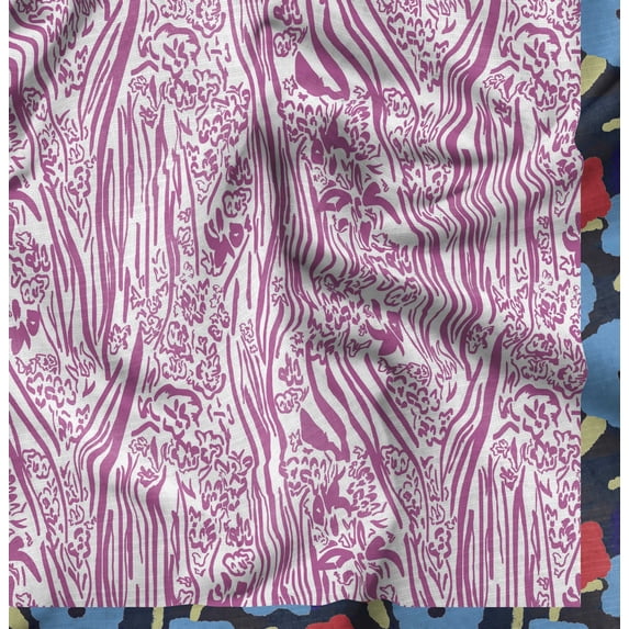 Soimoi Texture Printed, Poly Canvas Fabric, Decor Sewing Fabric by The Yard 56 Inch Wide,Decorative Fabric for Curtains Tote Bags, Fuschia Pink