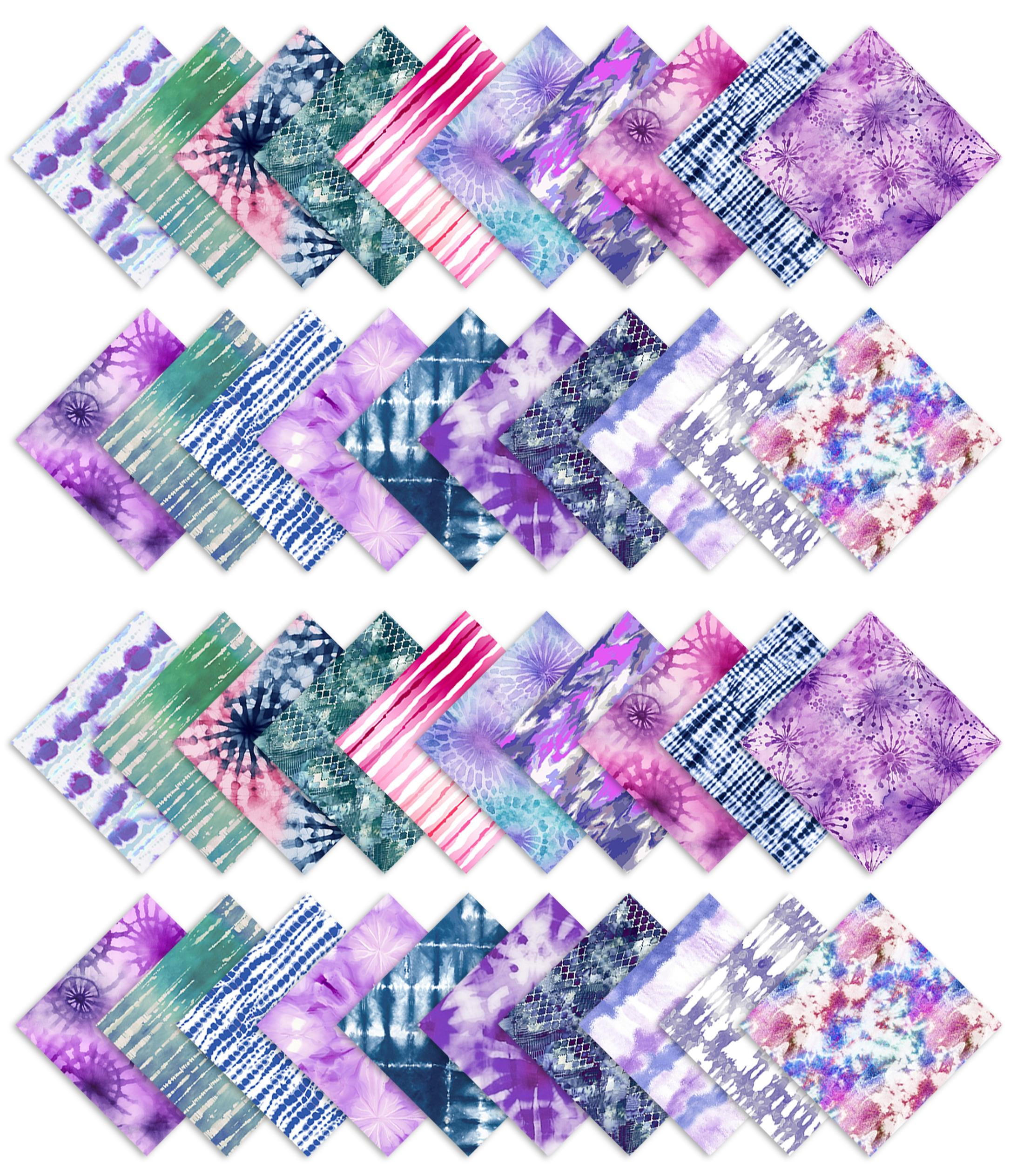 Soimoi Tie & Dye Print Precut 10-inch Cotton Fabric Quilting Squares Charm Pack DIY Patchwork Sewing Craft