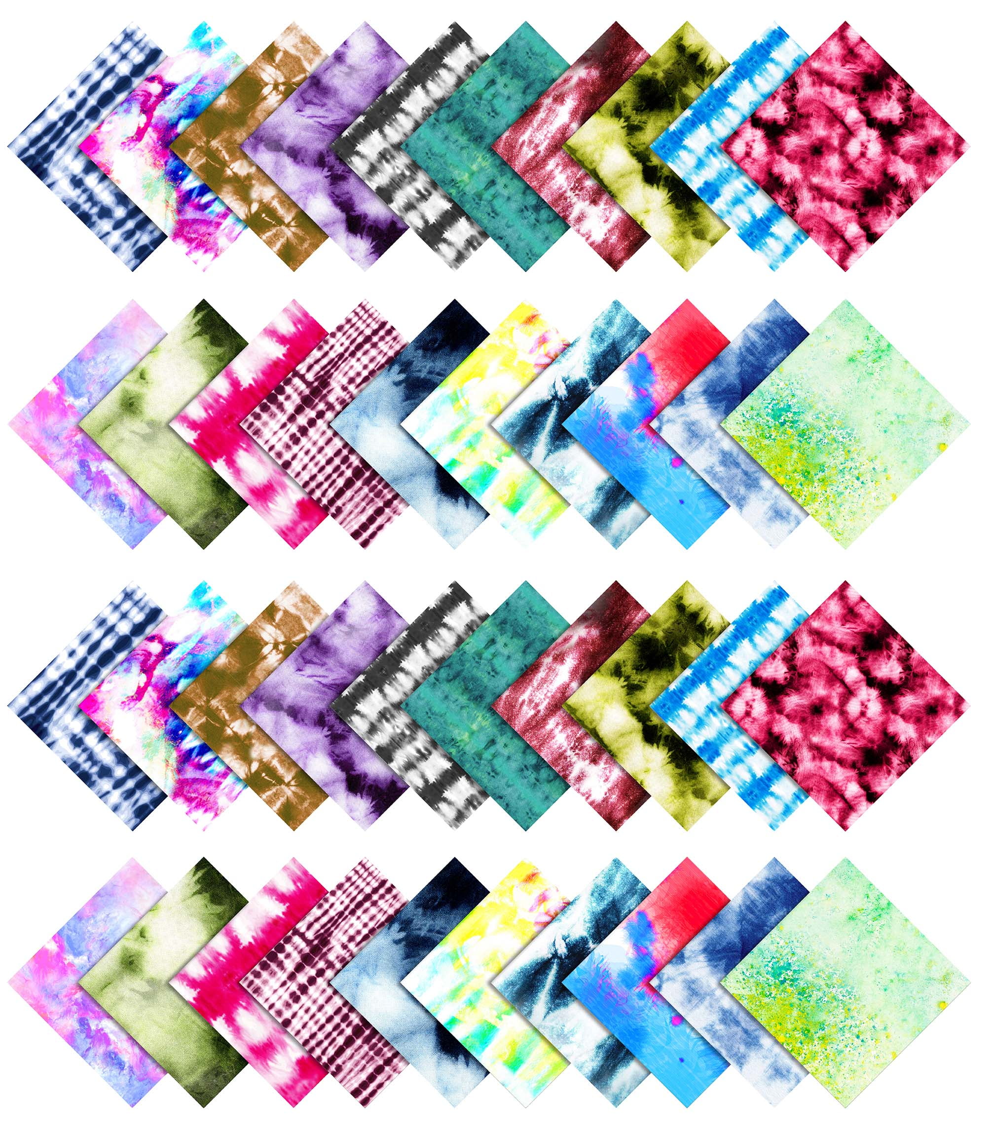 Soimoi Tie Dye Print&nbsp;Precut 10-inch Cotton&nbsp;Fabric&nbsp;Quilting&nbsp;Squares&nbsp;Charm Pack DIY Patchwork Sewing Craft 01-Blue
