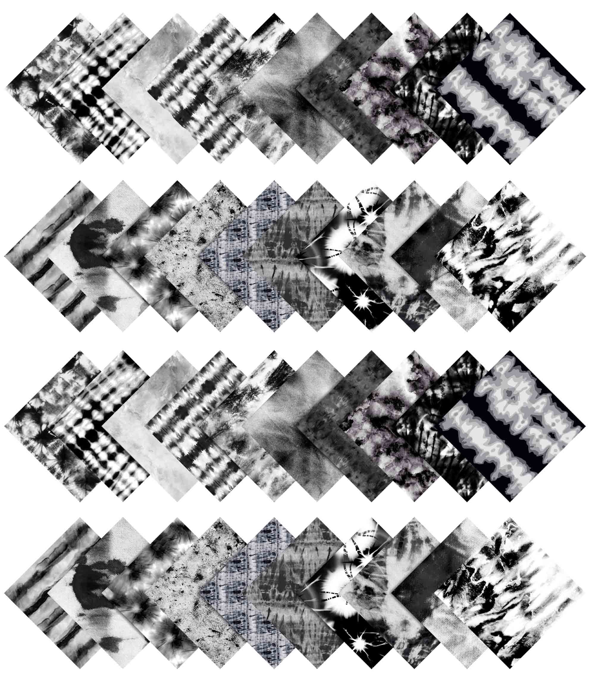 Soimoi Tie Dye Print&nbsp;Precut 10-inch Cotton&nbsp;Fabric&nbsp;Quilting&nbsp;Squares&nbsp;Charm Pack DIY Patchwork Sewing Craft-Black