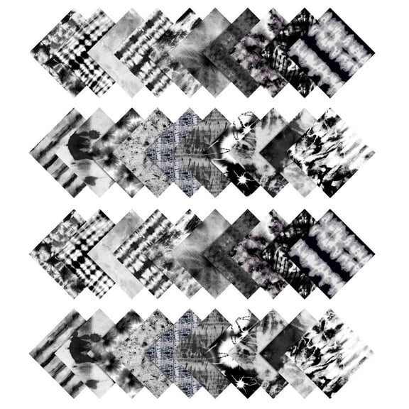 Soimoi Tie Dye Print Precut 10-inch Cotton Fabric Quilting Squares Charm Pack DIY Patchwork Sewing Craft-Black