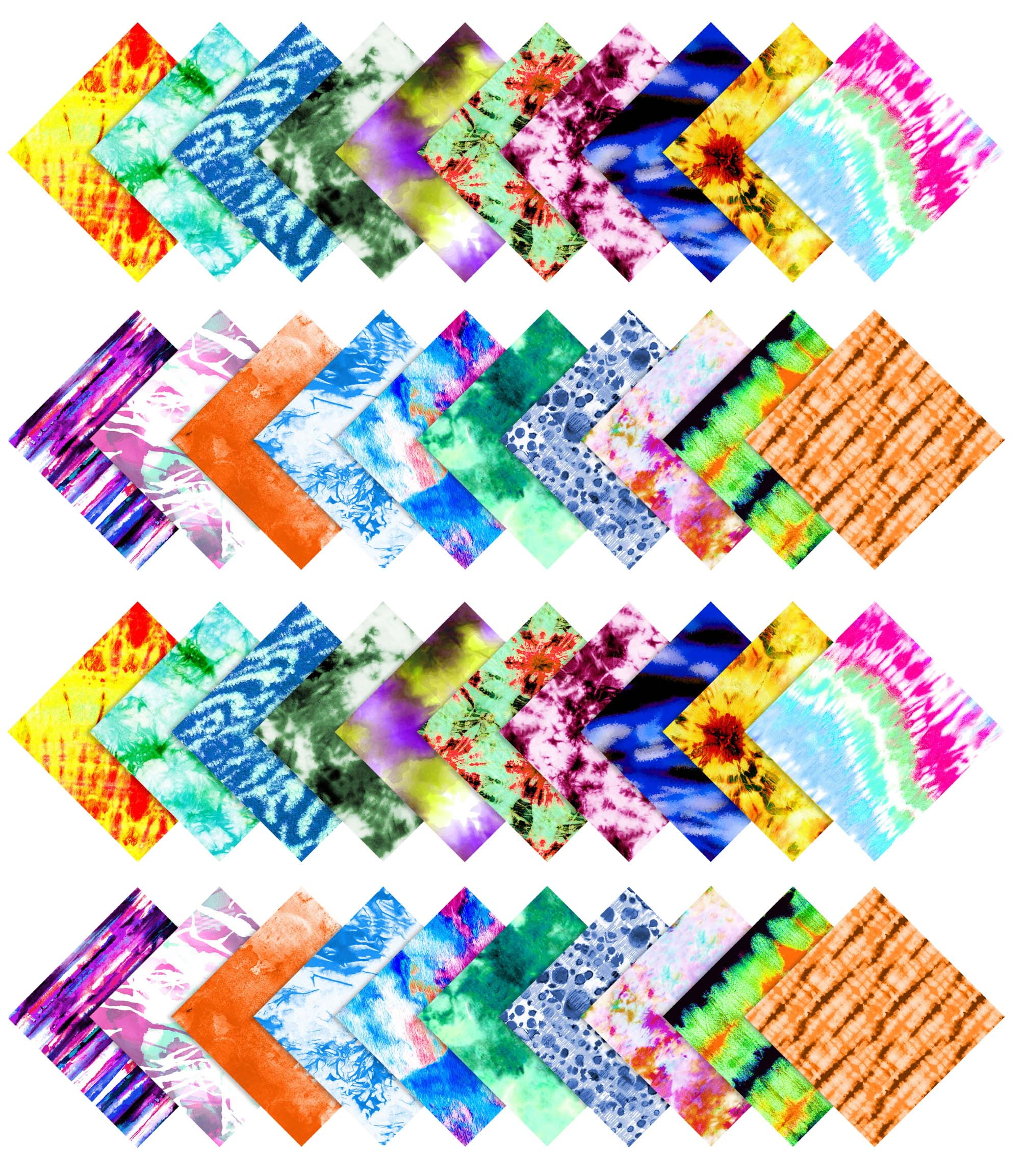 Soimoi Tie Dye Print&nbsp;Precut 10-inch Cotton&nbsp;Fabric&nbsp;Quilting&nbsp;Squares&nbsp;Charm Pack DIY Patchwork Sewing Craft-Multicolor