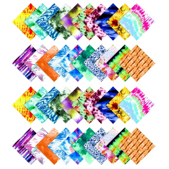 Soimoi Tie Dye Print Precut 10-inch Cotton Fabric Quilting Squares Charm Pack DIY Patchwork Sewing Craft-Multicolor