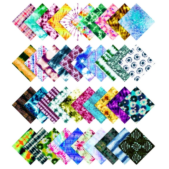 Soimoi Tie Dye Print&nbsp;Precut 10-inch Cotton&nbsp;Fabric&nbsp;Quilting&nbsp;Squares&nbsp;Charm Pack DIY Patchwork Sewing Craft-Pink