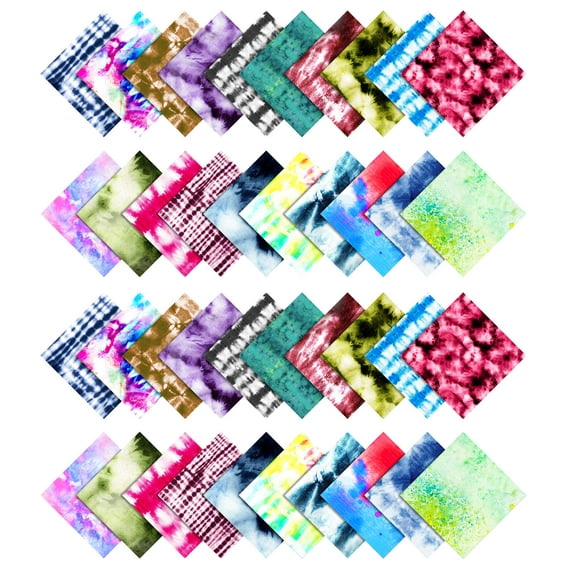 Soimoi Tie Dye Print Precut 5-inch Cotton Fabric Quilting Squares Charm Pack DIY Patchwork Sewing Craft 01-Blue