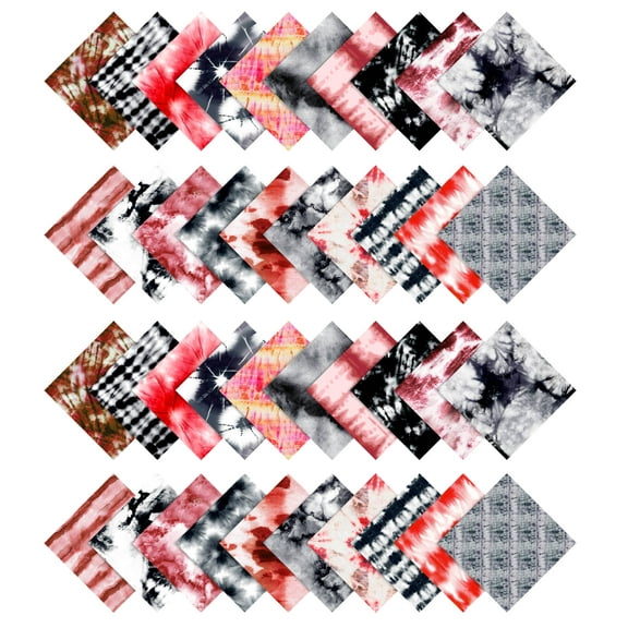 Soimoi Tie Dye Print&nbsp;Precut 5-inch Cotton&nbsp;Fabric&nbsp;Quilting&nbsp;Squares&nbsp;Charm Pack DIY Patchwork Sewing Craft-Red