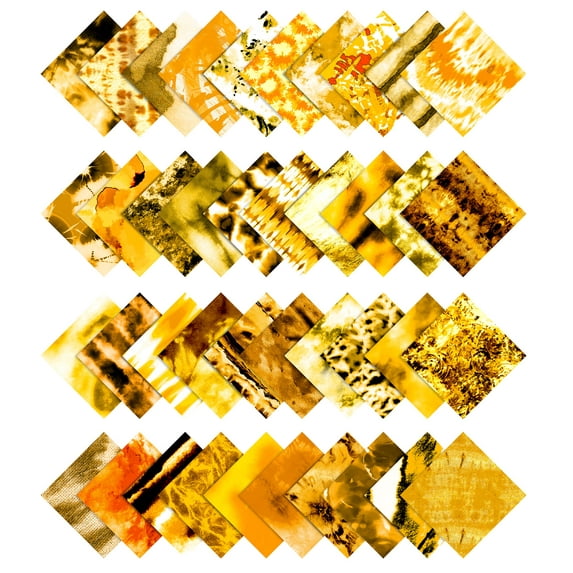 Soimoi Tie Dye PrintPrecut 5-inch CottonFabricQuiltingSquaresCharm Pack DIY Patchwork Sewing Craft-Yellow