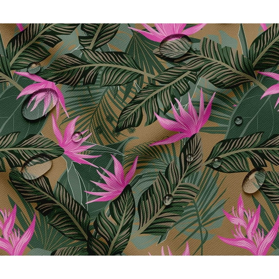 Soimoi Tropical Pattern Waterproof Fabric | Outdoor Material By 3 Yard | Tear-Resistant, UV Safe | Great for Bags, Rainwear, Covers & Curtains, Awning Cover Cloth - Green