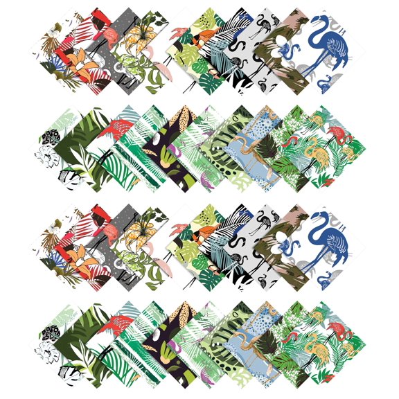 Soimoi Tropical Print Precut 10-inch Cotton Fabric Quilting Squares Charm Pack DIY Patchwork Sewing Craft-Sea Green