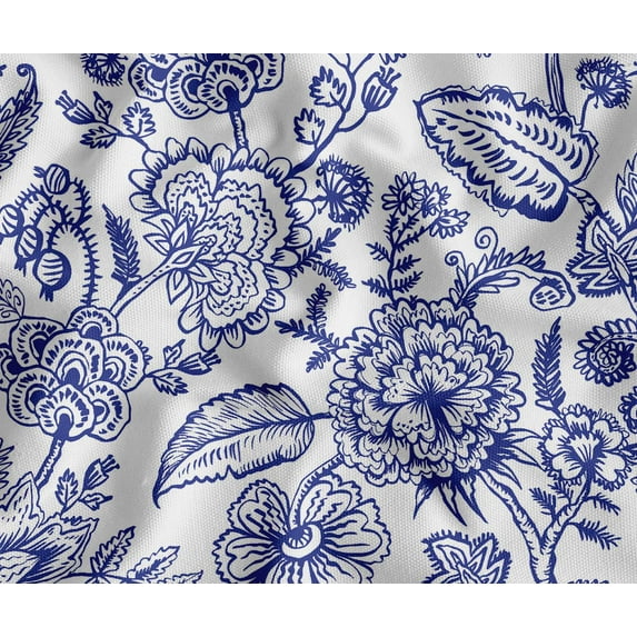 Soimoi Upholstery Fabric for Sofa, Chairs & Outdoor Dcor, Water-Resistant Home Dcor Fabric By 3 Yard, 56" Wide, Floral Pattern, Blue