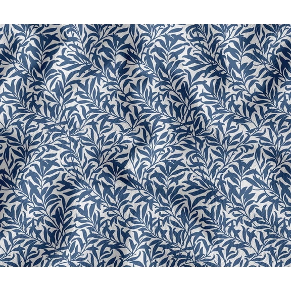 Soimoi Upholstery Fabric for Sofa, Chairs & Outdoor Dcor, Water-Resistant Home Dcor Fabric By 3 Yard, 56" Wide, Leaves Pattern, Blue