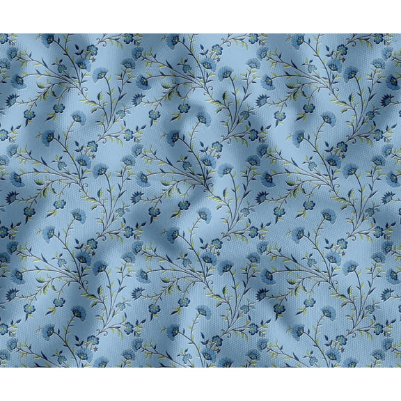 Soimoi Upholstery Fabric for Sofa, Chairs & Outdoor Dcor, Water-Resistant Home Dcor Fabric by the Yard, 56" Wide, Leaves Print, Blue