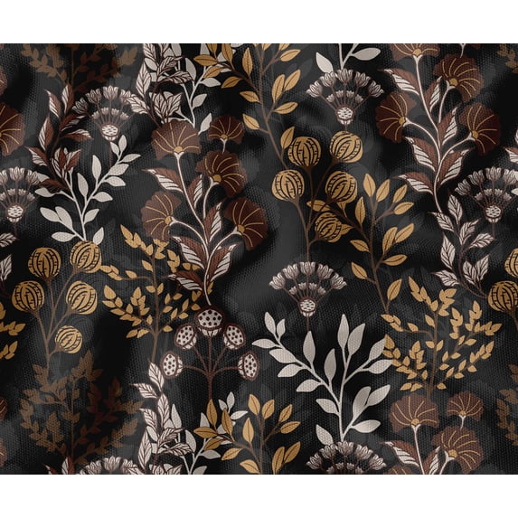 Soimoi Upholstery & Outdoor Fabric by 3 Yard - Leaves Pattern - 56" Wide Water-Repellent Cloth for Furniture, Bags & Patio Projects - Black