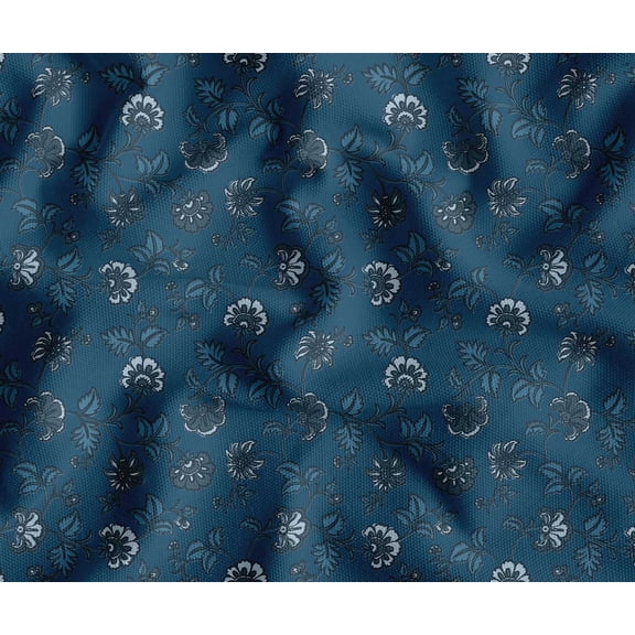 Soimoi Upholstery & Outdoor Fabric by The Yard - Floral Theme - 56" Wide Water-Repellent Cloth for Furniture, Bags & Patio Projects - Blue