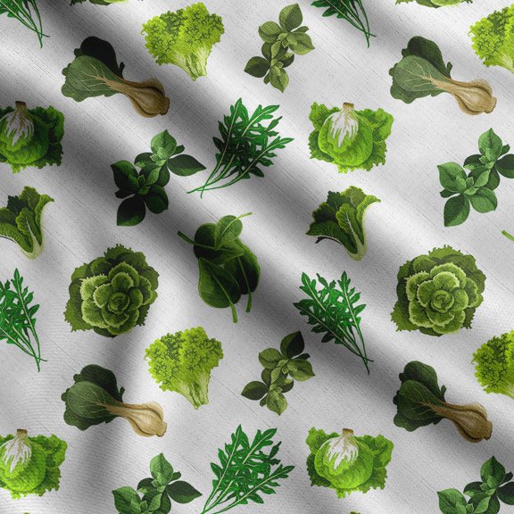 Soimoi Veggies Print,Cotton Poplin, Sewing Fabric Sold by The Yard 42 Inch Wide,Sewing Craft Quilting/Quilt Making Fabric, Green & White