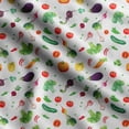 thumbnail image 1 of Soimoi Veggies Printed, Cotton Satin Spandex, Sewing Fabric by The Yard 54 Inch Wide, Decorative Fabric for Dresses and Home Accents, White, 1 of 5