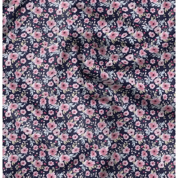 Soimoi Velvet Blue Fabric By the Yard - 54 Inch Wide - Florals Print Fabric - Elegant and Timeless Patterns for Fashion and Home Decor Printed Fabric