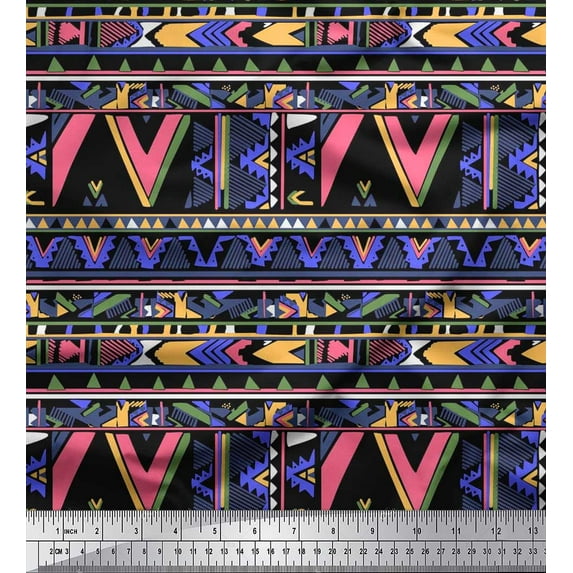 Soimoi Velvet Fabric Abstract Stripe Print Fabric by The Yard 58 Inch Wide