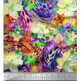 thumbnail image 1 of Soimoi Velvet Fabric Animal Skin & Tropical Flower Print Fabric by Yard 58 Inch Wide, 1 of 1
