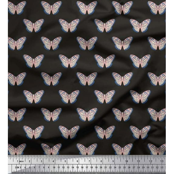 Soimoi Velvet Fabric Artistic Butterfly Fabric Prints by Yard 58 Inch Wide