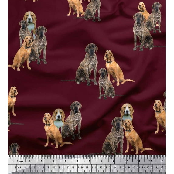 Soimoi Velvet Fabric Beagle,Cane Corso & English Cocker Spaniel Dog Printed Craft Fabric by The Yard 58 Inch Wide