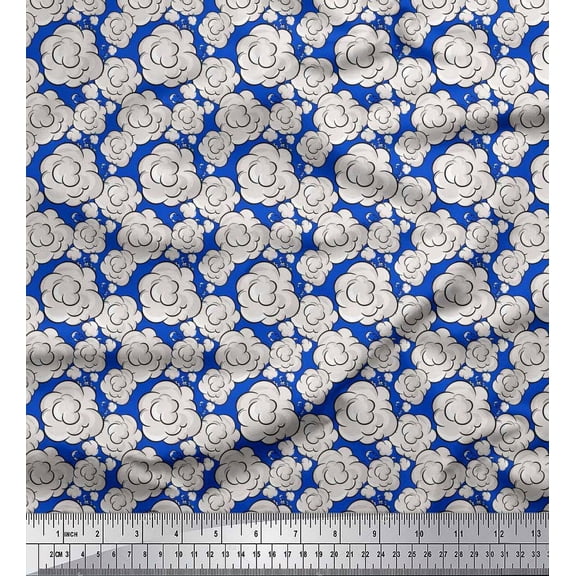 Soimoi Velvet Fabric Clouds Shirting Decor Fabric Printed Yard 58 Inch Wide