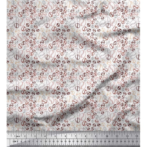 Soimoi Velvet Fabric Coffee Beans Food Print Fabric by The Yard 58 Inch Wide