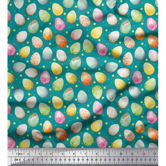 Soimoi Velvet Fabric Egg Easter Printed Fabric 1 Yard 58 Inch Wide