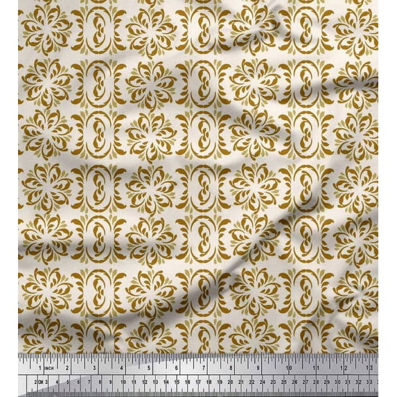 Soimoi Velvet Fabric Floral Block Fabric Prints by Yard 58 Inch Wide