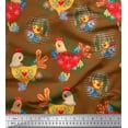 thumbnail image 1 of Soimoi Velvet Fabric Floral,Chick & Cock Cartoon Print Fabric by The Yard 58 Inch Wide, 1 of 1