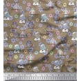 thumbnail image 1 of Soimoi Velvet Fabric Floral,Owl & Cow Cartoon Print Sewing Fabric Yard 58 Inch Wide, 1 of 1