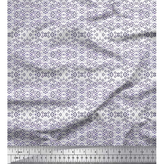 Soimoi Velvet Fabric Geometric Tie & Dye Shirting Printed Fabric 1 Yard 58 Inch Wide