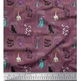 thumbnail image 1 of Soimoi Velvet Fabric Ghost,Skull & Witch Halloween Printed Fabric 1 Yard 58 Inch Wide, 1 of 1