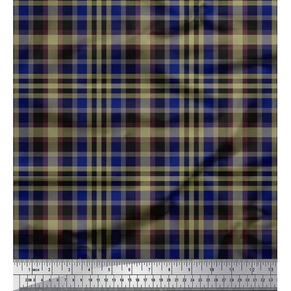 Soimoi Velvet Fabric Gingham Check Print Fabric by Yard 58 Inch Wide