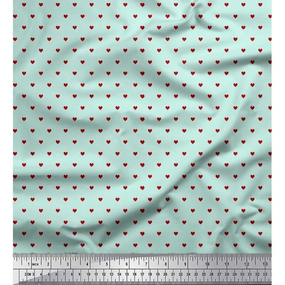 Soimoi Velvet Fabric Heart Shirting Decor Fabric Printed Yard 58 Inch Wide