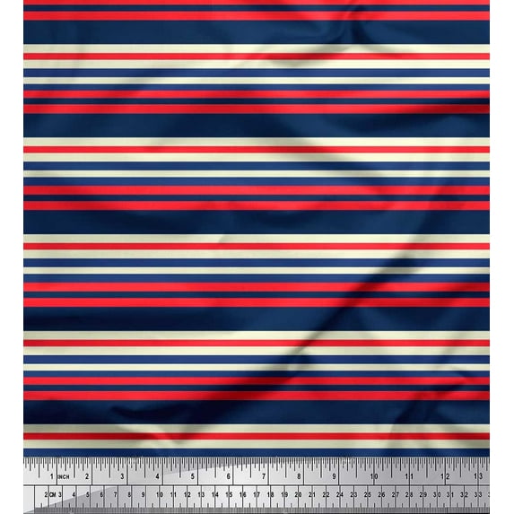 Soimoi Velvet Fabric Horizontal Stripe Print Fabric by The Yard 58 Inch Wide