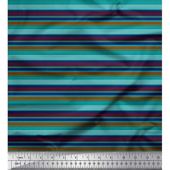 Soimoi Velvet Fabric Horizontal Stripe Print Fabric by Yard 58 Inch Wide
