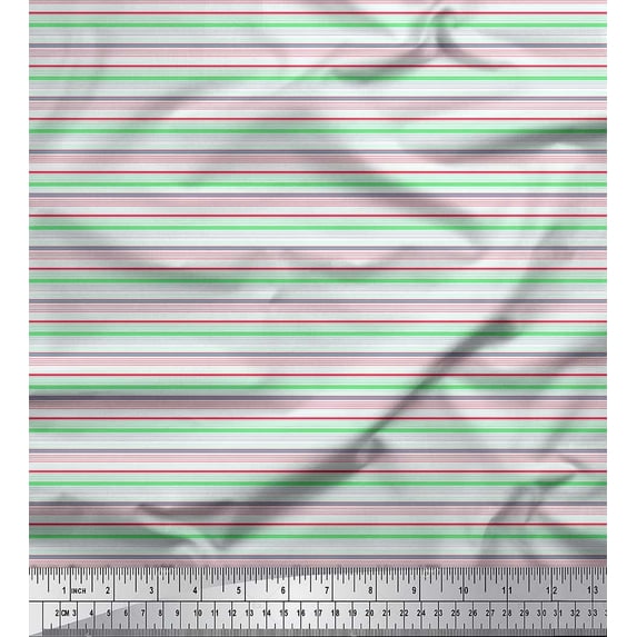 Soimoi Velvet Fabric Horizontal Stripe Printed Craft Fabric by The Yard 58 Inch Wide