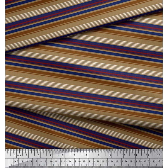 Soimoi Velvet Fabric Horizontal Stripe Printed Fabric 1 Yard 58 Inch Wide