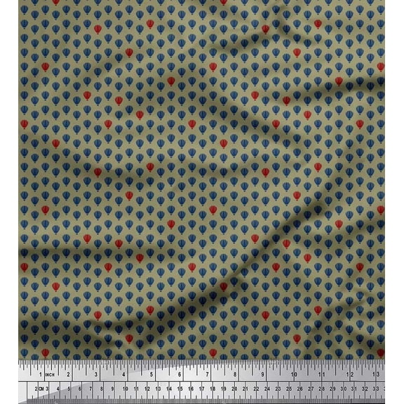 Soimoi Velvet Fabric Hot Air Balloon Shirting Printed Fabric 1 Yard 58 Inch Wide