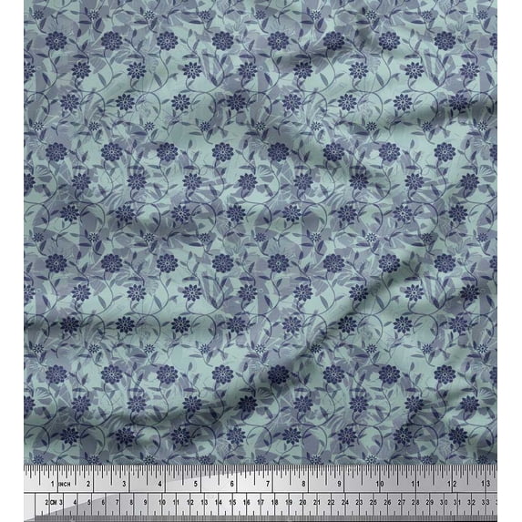 Soimoi Velvet Fabric Leaves & Floral Artistic Print Sewing Fabric Yard 58 Inch Wide