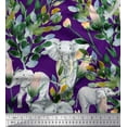 thumbnail image 1 of Soimoi Velvet Fabric Leaves,Floral & Elephant Animal Printed Fabric 1 Yard 58 Inch Wide, 1 of 1