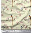 thumbnail image 1 of Soimoi Velvet Fabric Leaves,Floral & Paradise Flycatcher Bird Decor Fabric Printed Yard 58 Inch Wide, 1 of 1
