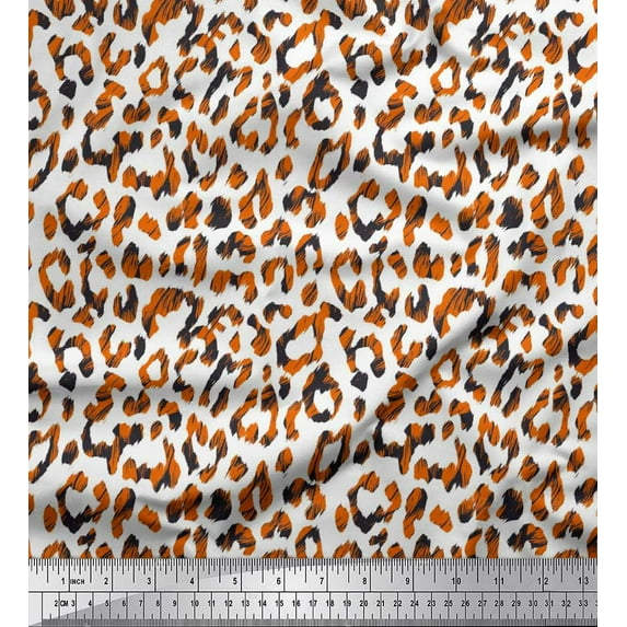 Soimoi Velvet Fabric Leopard Animal Skin Print Fabric by Yard 58 Inch Wide