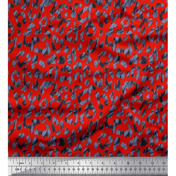 Soimoi Velvet Fabric Leopard Animal Skin Print Sewing Fabric Yard 58 Inch Wide