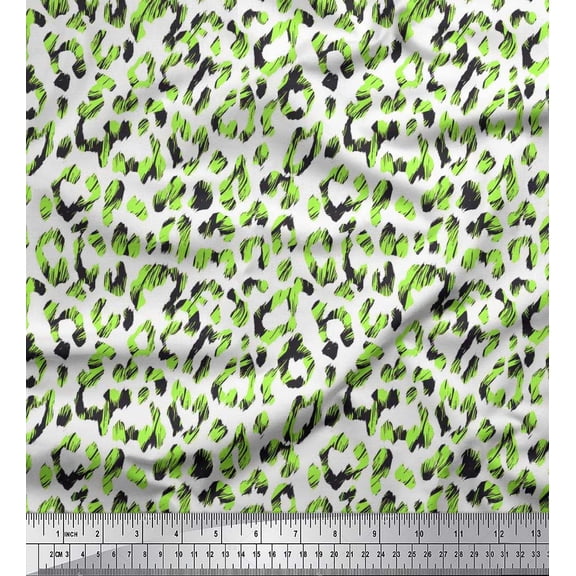 Soimoi Velvet Fabric Leopard Animal Skin Printed Fabric 1 Yard 58 Inch Wide