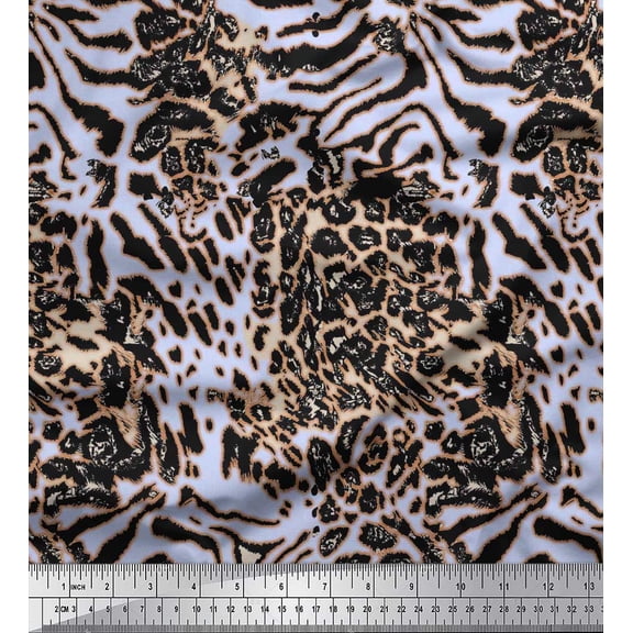 Soimoi Velvet Fabric Leopard & Tiger Animal Skin Print Fabric by The Yard 58 Inch Wide